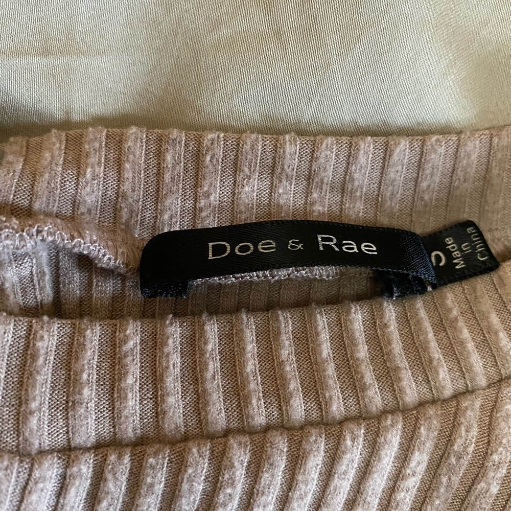 Doe & Rae Ribbed Knit Top in Taupe
